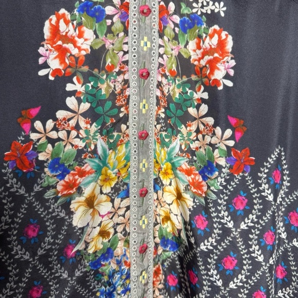 Johnny Was Shae Printed Silk Kimono Floral Mixed Print Purple Black Size Small - Picture 14 of 16